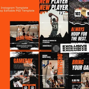 قالب پست و استوری اینستاگرام مسابقات بسکتبال