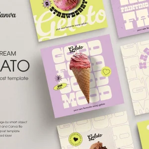 قالب آماده پست اینستاگرام بستنی